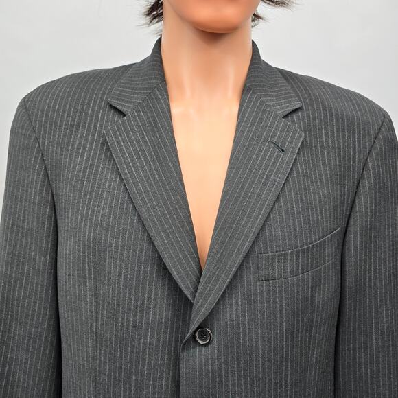 Hugo Boss Einstein Sigma US Blazer Jacket Sport Coat 40 R Gray Striped Wool VTG - Picture 2 of 13